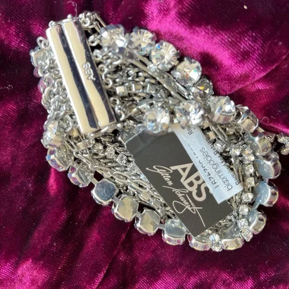 bracelet NWT ABS Allen Schwartz bling sparkle rhinestones multi chains - Picture 12 of 16